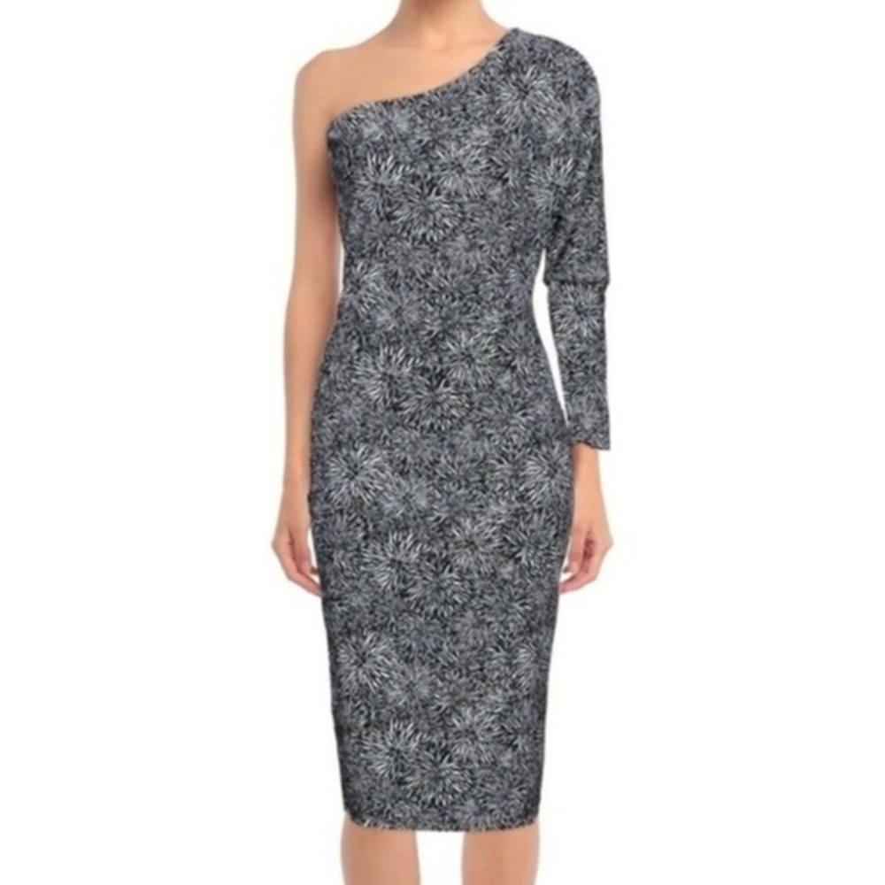 Chiara Boni Black and White One-Shoulder Midi Dress
